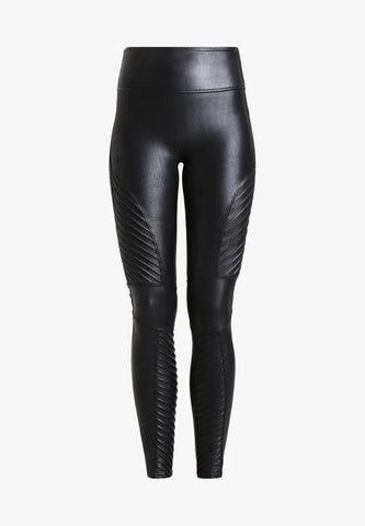 SPANX MOTO BLACK FAUX LEATHER STRETCH SKINNY LEGGINGS SIZE S/P