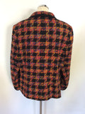 BASLER BLACK & MULTI COLOURED CHECK WOOL BLEND JACKET SIZE 20