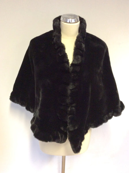 ROMAN ORIGINALS BLACK FAUX FUR EVENING WRAP/CAPE SIZE S/M