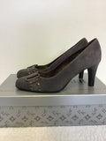 BRAND NEW PETER KAISER DARK GREY SUEDE STUDDED TRIM HEELS SIZE 4/37
