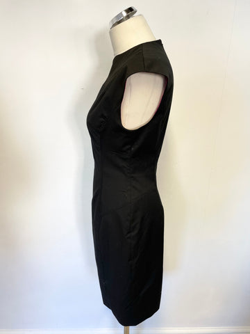 TED BAKER BLACK WOOL BLEND TAILORED JACKET & MATCHING PENCIL DRESS SIZE 2 UK 10