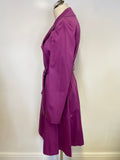 LK BENNETT MAGENTA COTTON DOUBLE BREASTED BELTED MAC SIZE 10