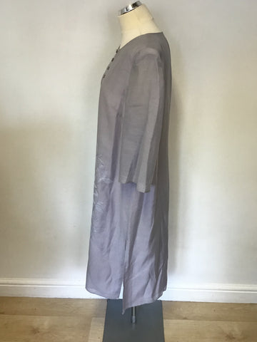 JACQUES VERT GREY EMBROIDERED DUSTER COAT SIZE 18