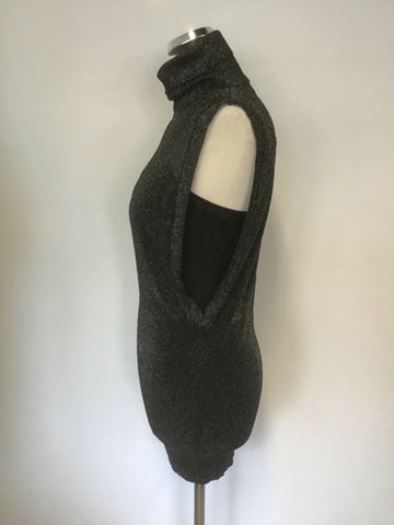 TED BAKER BLACK & SILVER SPARKLE LUREX TUNIC TOP WITH INNER CAMISOLE SIZE 1 UK 8/10