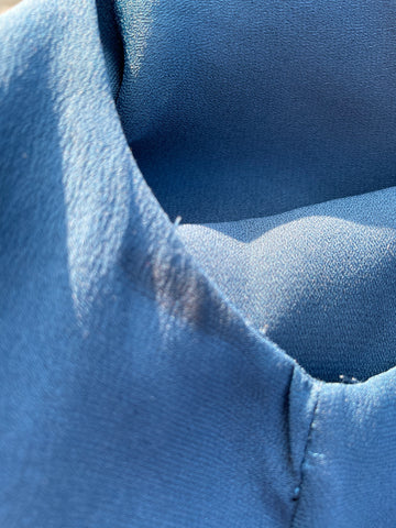 WHISTLES BLUE SILK BEADED SHOULDER PEPLUM WAIST TRIM OCCASION PENCIL DRESS SIZE 8