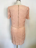 WHISTLES PALE PINK FLORAL LACE SHORT SLEEVE BELTED SHIFT DRESS SIZE 16