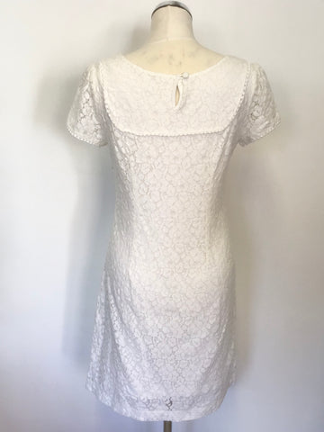 MONSOON WHITE LACE SHORT SLEEVED SHIFT DRESS SIZE 10