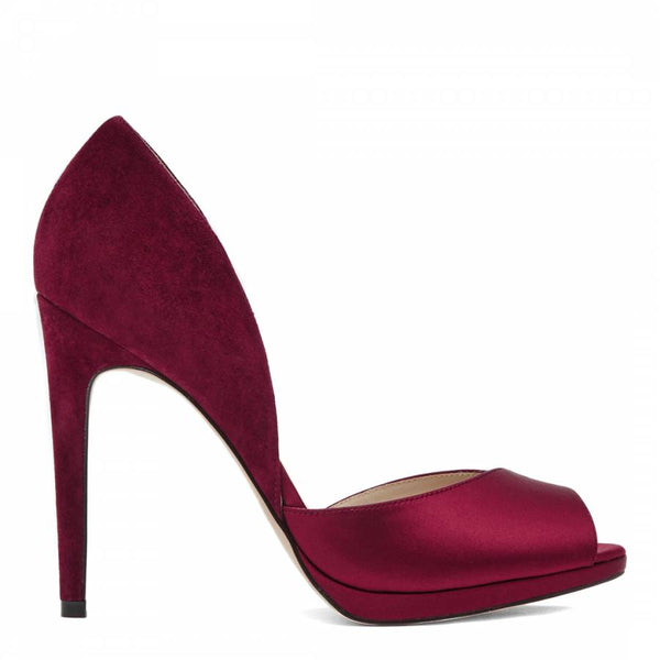 BRAND NEW REISS ‘MINUET’ BORDEAUX ASYMETRIC  PEEPTOE HEELS SIZE 7/40
