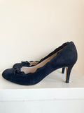 LK BENNETT MOLLY NAVY BLUE SUEDE BOW TRIM HEELS SIZE 7/40