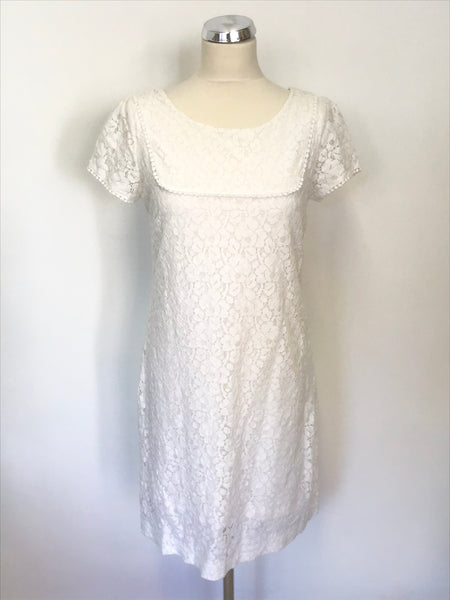 MONSOON WHITE LACE SHORT SLEEVED SHIFT DRESS SIZE 10