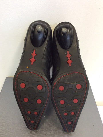 DIVERSE BLACK LEATHER LACE UP HEELS SIZE 5/38