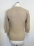 PURE COLLECTION BEIGE CASHMERE & LAMBSWOOL 3/4 SLEEVE JUMPER SIZE 8