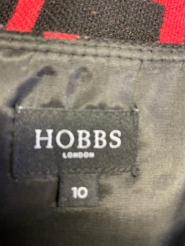 HOBBS BLACK & RED CHECK WOOL BLEND A LINE SKIRT SIZE 10