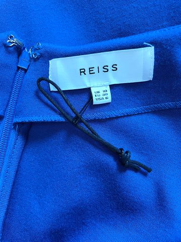 BRAND NEW REISS MILLA ROYAL BLUE ASYMMETRIC NECKLINE SHORT SLEEVED BODYCON DRESS SIZE 10