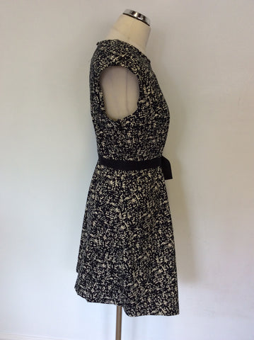 LOUCHE NAVY BLUE ELYSE SPLATTER PRINT A LINE DRESS SIZE 16