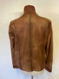 LAKELAND TAN BROWN SOFT LEATHER BOMBER JACKET SIZE 14
