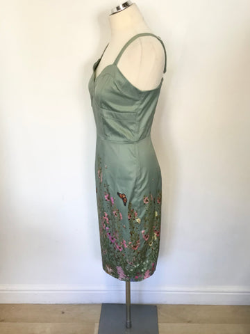 BRAND NEW LINDY BOP GREEN FLORAL PRINT PENCIL DRESS & BOLERO JACKET SIZE 12