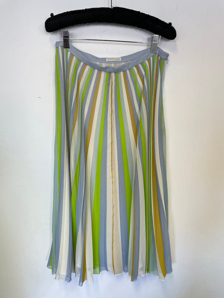 WHISTLES MULTI COLOURED STRIPE FINE PLEATED MIDI SKIRT SIZE 14