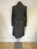 BETTY BARCLAY GREY MERINO WOOL KNIT BELTED KNEE LENGTH COAT SIZE 10