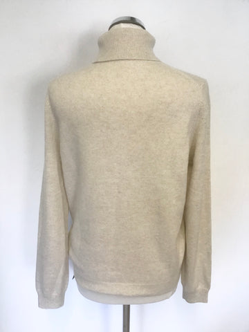 BRAND NEW MARKS & SPENCER AUTOGRAPH OATMEAL BEIGE CASHMERE POLO NECK JUMPER SIZE 12