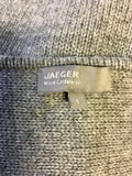JAEGER LIGHT GREY V NECKLINE WOOL & CASHMERE JUMPER SIZE S