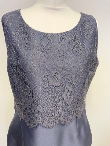 BRAND NEW HOBBS INVITATION BELLA DELPHINIUM BLUE LACE TRIM DRESS & JACKET SUIT SIZE 14