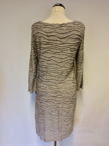 PHASE EIGHT LIGHT GREY STRETCH JERSEY RIBBED DESIGN DRESS SIZE 14