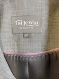 TM LEWIN WOMAN DITA LIGHT GREY WOOL TROUSER SUIT SIZE 10/12