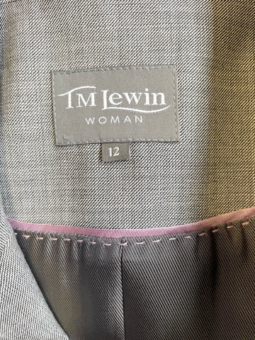 TM LEWIN WOMAN DITA LIGHT GREY WOOL TROUSER SUIT SIZE 10/12