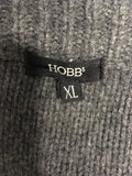 HOBBS DARK GREY TIE BELT WOOL CARDIGAN SIZE XL