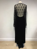 VERA MONT BLACK VELVET & LACE TOP LONG SLEEVE EVENING DRESS SIZE 16