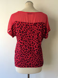 LIU JO HOT PINK & BLACK LEOPARD PRINT T SHIRT SIZE XS