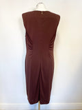 BRAND NEW MARKS AND SPENCER AUTOGRAPH TOBACCO BROWN PENCIL DRESS SIZE 16