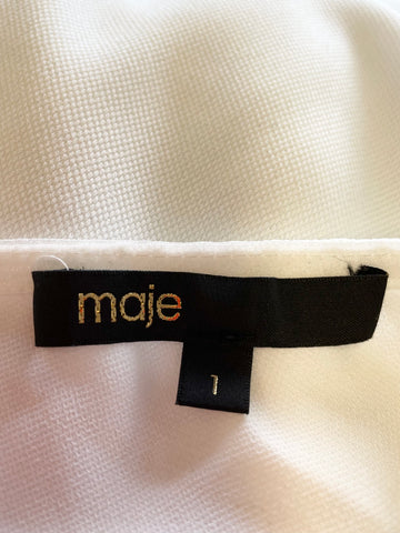 MAJE IVORY V NECKLINE LACE TRIMEED CAP SLEEVE TOP SIZE 1 UK 10
