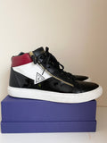 GUESS BLACK,WHITE & RED TRIM HIGH TOP TRAINERS SIZE 11/ 45