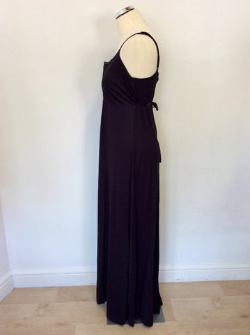 MONSOON BLACK STRAPPY EMBROIDERED TOP MAXI DRESS SIZE 14