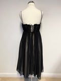 UNBRANDED BLACK MESH OVER CREAM LACED BODICE PARTY/COCKTAIL DRESS SIZE 8
