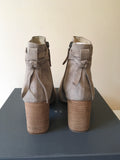 BRAND NEW MINT VELVET ISLA TAUPE SUEDE TIE TRIM HEELED ANKLE BOOT SIZE 6/39