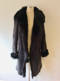 JOSEPH SLATE FUR LINED LAMBSKIN COAT SIZE 40 UK 12