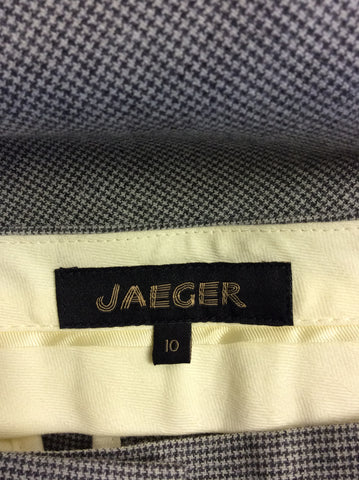 JAEGER GREY CHECK WOOL CROP TROUSERS SIZE 10