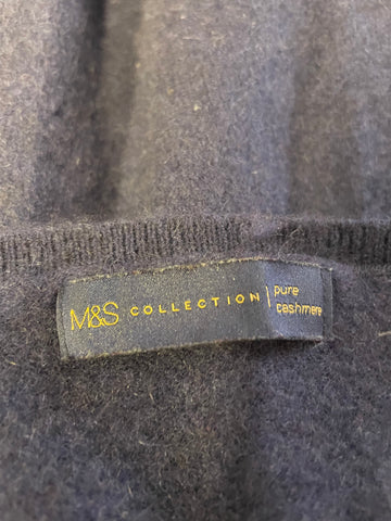 MARKS & SPENCER COLLECTION 100% CASHMERE BLUE LONG SLEEVED JUMPER SIZE 14