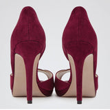BRAND NEW REISS ‘MINUET’ BORDEAUX ASYMETRIC  PEEPTOE HEELS SIZE 7/40