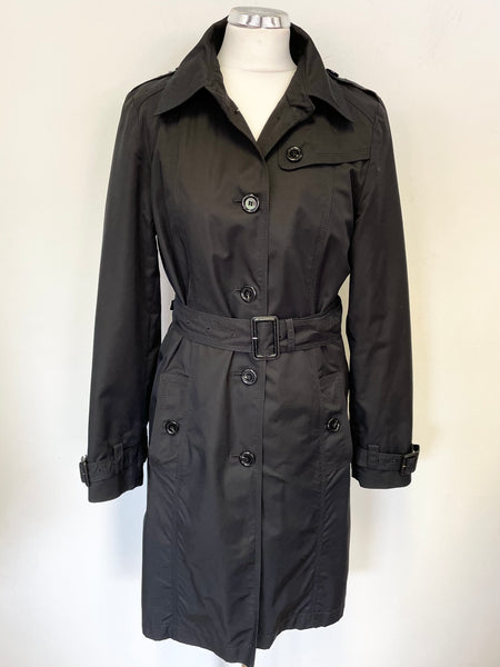 FUCHS SCHMITT BLACK BELTED TRENCH COAT SIZE 10