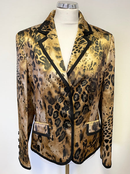 GELCO GOLD & BLACK PATTERNED SATIN SPECIAL OCCASION JACKET SIZE 14
