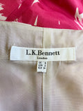 LK BENNETT RED & CREAM PRINT COTTON & SILK PRINT SLEEVELESS PENCIL DRESS SIZE 6
