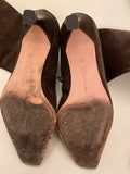 HOBBS DARK BROWN SUEDE KNEE LENGTH HEELED BOOTS SIZE 6/39