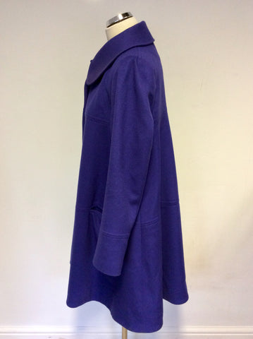 REISS PURPLE WOOL & CASHMERE SWING COAT SIZE L