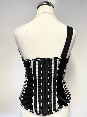 CATWALK COLLECTION BLACK & WHITE STRIPE CORSET TOP ONE SIZE