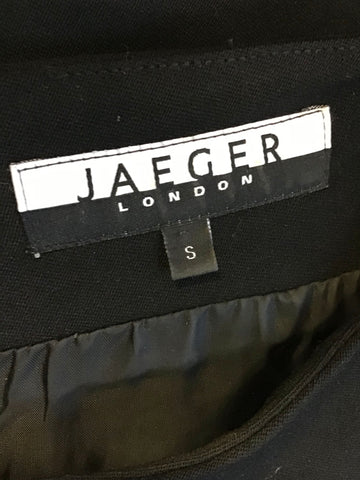 JAEGER BLACK WOOL SHORT SLEEVE SHIFT DRESS SIZE S