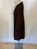 ALTERNA DARK BROWN SUEDE KNEE LENGTH COAT SIZE 3 UK 14/16